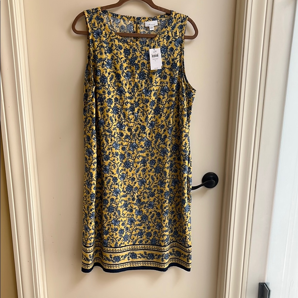 J. Jill Blue and Gold A-line Midi Dress